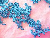 Embroidered Appliques Turquoise Mirror Pair Floral 12" (GB459X)