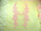 Embroidered Appliques Pink Mirror Pair Floral 12" (GB459X-pk)