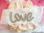 Bridal Rhinestone Love Garter Lace (GB484)