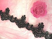 Black Trim Sequined Victorian Trimming Embroidered Lace for Sewing  2.75" (GB500)