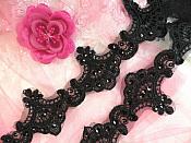 Black Trim Sequined Victorian Trimming Embroidered Lace for Sewing  2.75" (GB500)