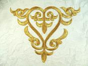 Embroidered Applique Gold Metallic Iron On Patch DIY Clothing Designs 7" (GB502)