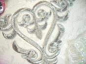 Embroidered Applique Silver Metallic Iron On Patch DIY Clothing Designs 7" (GB502)