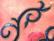 Sequin Appliques Blue Gold Designer Mirror Pair Iron on 9" (GB505X)