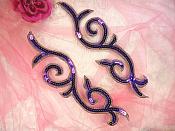 Sequin Appliques Puple Gold Designer Mirror Pair Iron on 9" (GB505X)