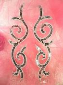Sequin Appliques Silver Designer Mirror Pair Iron on 9" (GB505X)
