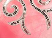 Sequin Appliques Silver Designer Mirror Pair Iron on 9" (GB505X)