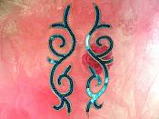 Sequin Appliques Turquoise Gold Designer Mirror Pair Iron on 9" (GB505X)
