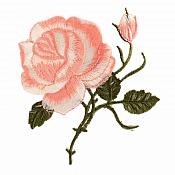 Peach Pink Rose Embroidered Iron on Applique Clothing Patch (GB509)