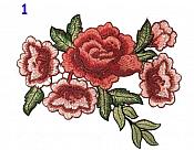 Red Burgundy Multi-Color Rose Cluster Embroidered Applique Clothing Patch (GB513)