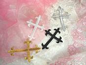 Black Cross Embroidered Applique Iron On Patch 3.75" (GB516)