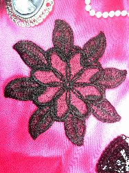 GB52 Black Flower Venice Lace Floral Applique 5.25"