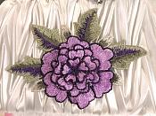 3D Floral Applique Purple Embroidered Flower 5" (GB522)