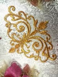 GB56 Gold Metallic Iron On Designer Embroidered Applique 6.5"