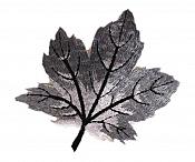 Embroidered Leaf Applique Gray Iron On Clothing Patch Craft Motif  3.125" (GB563)
