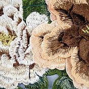 3D Applique Embroidered Floral Brown Beige Craft Patch 13.5" (GB587)