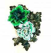 3D Applique Embroidered Floral Green Craft Patch 13.5" (GB587)