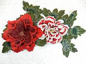 Embroidered Floral 3D Applique Red Burgundy Craft Patch 13.5" (GB587)