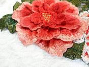 3D Applique Embroidered Floral Coral Peach Craft Patch 13.5" (GB587)