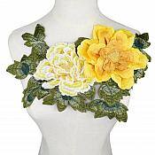 3D Applique Embroidered Floral Yellow Craft Patch 13.5" (GB587)