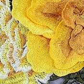 3D Applique Embroidered Floral Yellow Craft Patch 13.5" (GB587)