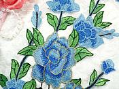 Embroidered Floral 3D Applique Mirror Pair Blue Craft Patch 14" (GB588X)