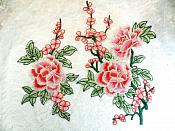 Set Of Two Embroidered Floral Applique Pink Red Craft Patch (GB589X)