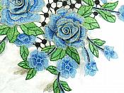Embroidered Floral 3D Applique Blue Craft Patch Clothing Motif 15" (GB591)
