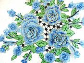 Embroidered Floral 3D Applique Blue Craft Patch Clothing Motif 15" (GB591)