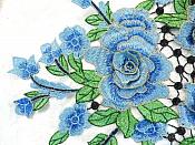Embroidered Floral 3D Applique Blue Craft Patch Clothing Motif 15" (GB591)