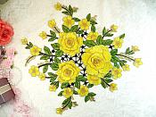 Embroidered Floral 3D Applique Yellow Craft Patch Clothing Motif 15" (GB591)
