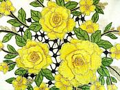 Embroidered Floral 3D Applique Yellow Craft Patch Clothing Motif 15" (GB591)