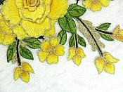 Embroidered Floral 3D Applique Yellow Craft Patch Clothing Motif 15" (GB591)
