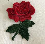 Embroidered Applique Red Rose Craft Patch 3.5" BL132
