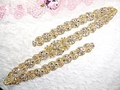 Gold Bridal Sash Applique w/ Beads and Pearls Surrounding Crystal Rhinestones 37.5" (GB610) Gold Bridal Sash Applique w/ Beads and Pearls Surrounding Crystal Rhinestones 37.5" (GB610)