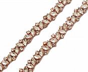 Rose Gold Trim Endless Crystal Rhinestones in Rose Gold Settings Marquis Stones Perfect Bridal Straps or Sash GB615