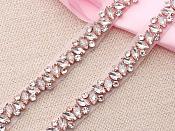Rose Gold Trim Endless Crystal Rhinestones in Rose Gold Settings Marquis Stones Perfect Bridal Straps or Sash GB615