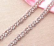 Rose Gold Trim Endless Crystal Rhinestones in Rose Gold Settings Marquis Stones Perfect Bridal Straps or Sash GB615