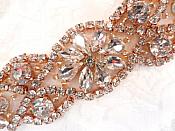 Crystal Rhinestone Rose Gold Applique 3.75" (GB618)