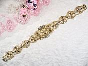 Gold Bridal Sash Applique w/ Matching Beads and White Pearls Surrounding Crystal Rhinestones 14" (GB622) Gold Bridal Sash Applique w/ Matching Beads and White Pearls Surrounding Crystal Rhinestones 14" (GB622)
