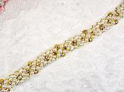 Crystal Rhinestone Gold Pearl Trim (GB623)