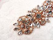 Crystal Rhinestone Rose Gold Beaded with Pearl Applique 4.75" (GB624)