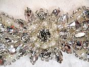 Crystal Rhinestone Silver Pearl Applique 4.75" (GB624)