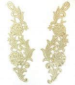 Embroidered Appliques Metallic Gold Mirror Pair Venice Lace 10.5" (GB635X)