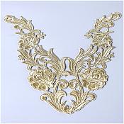 Embroidered Appliques Metallic Gold Mirror Pair Venice Lace 10.5" (GB635X)