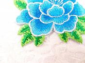 Floral Turquoise Embroidered Flower Applique Iron On Patch 5.5" (GB643S)