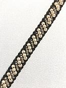 White Antique and Silver Beaded Sewing and Craft Trim w/ Black Fabric Backing 3/8" (GB664)