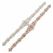 Rose Gold Applique w/ Opal Glass Rhinestones Wedding Gown Belt Designs 18" GB731