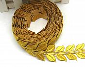 Embroidered Trim Shimmering Gold Metallic Leaf Vine Designer Sewing Iron on GB734