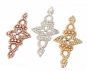 Rose Gold Applique Beaded Crystal Rhinestones Rose Gold Settings Bridal Bling Patch 6" GB739